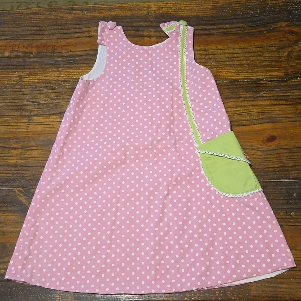 Mulberry Street Girls Pink Polka Dot Purse Dress Size 5